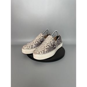 Stuart Weitzman Slip-On Sneakers in Brown and Cream Snake Print